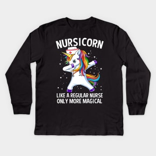 Dabbing Unicorn Nursicorn Funny Nurse Kids Long Sleeve T-Shirt
